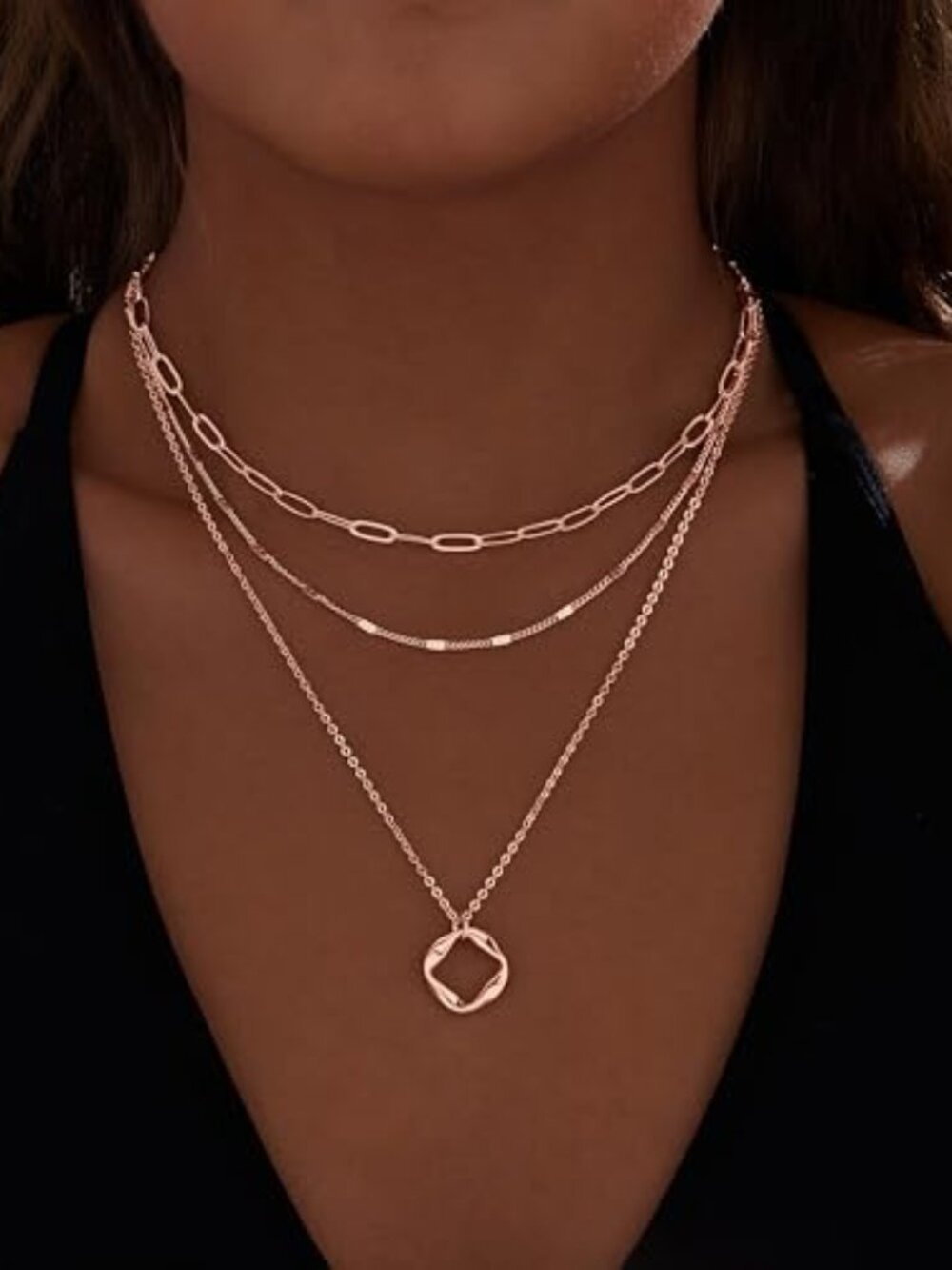 New - Layered Gold Necklaces for Women, Stackable Dainty 14K Gold Silver Plated‎